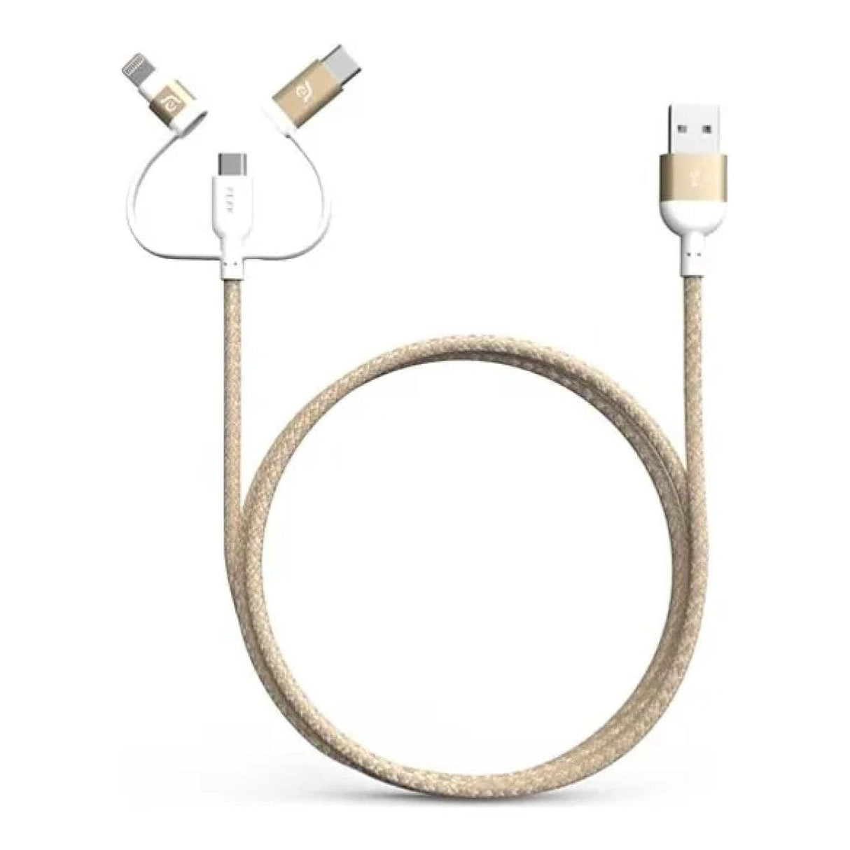 Adam Elements PeAk II Trio 3-in-1 USB to Lightning Cable 1.2m Gold ACBAD120TMBRPGD