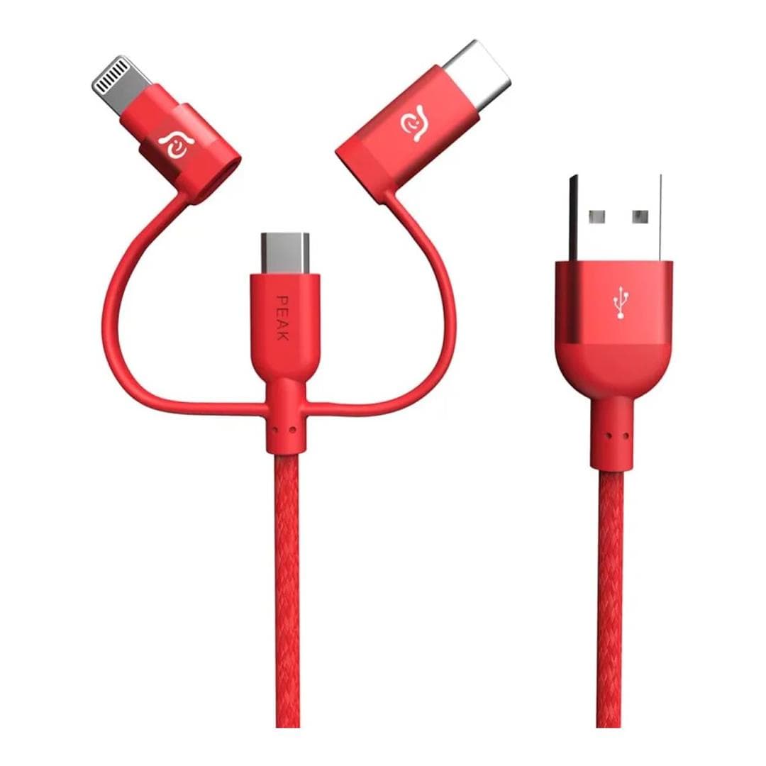 Adam Elements PeAk II Trio 3-in-1 USB to Lightning Cable 1.2m Red ACBAD120TMBRPRD