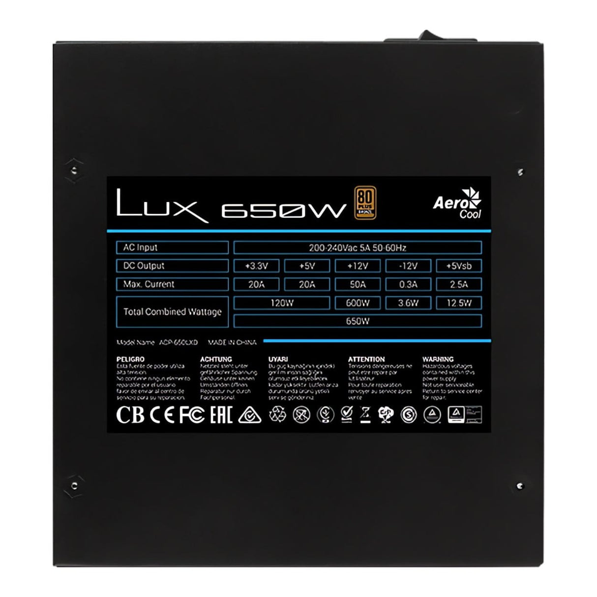 Aerocool LUX Bronze 650W Non-Modular ATX Power Supply Unit ACPB-LD65AEC.13