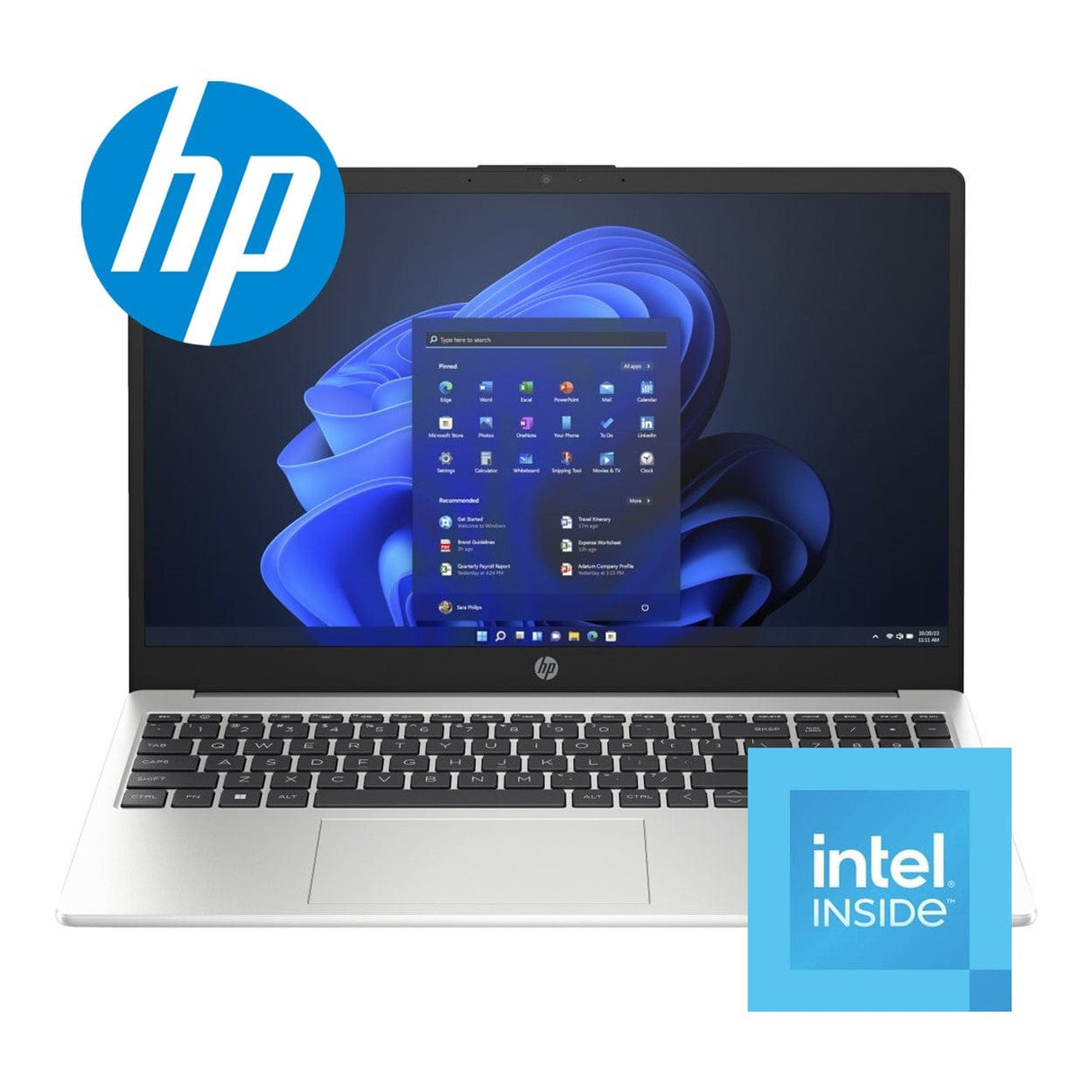 HP 250 G10 15.6-inch FHD Laptop - Intel N100 256GB SSD 8GB RAM Win 11 Home Silver