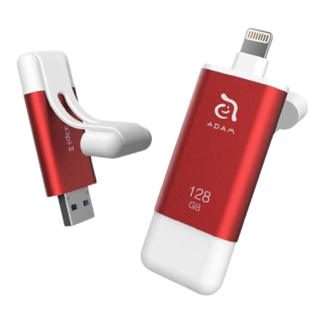 Adam Elements iKlips II 128GB Lightning Flash Drive Red ADRAD128KL2RD-1