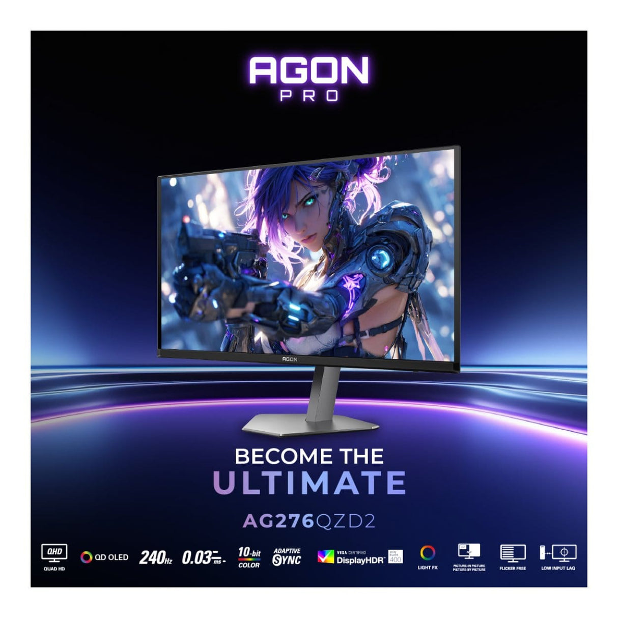 AOC AGON PRO AG276QZD2 26.5-inch 2560 x 1440p QHD 16:9 240Hz 0.03ms QD-OLED Gaming Monitor