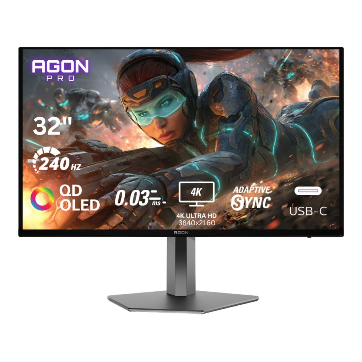 AOC AGON AG326UZD 31.5-inch 3840 x 2160p 4K UHD 16:9 240Hz 0.03ms QD-OLED Gaming Monitor