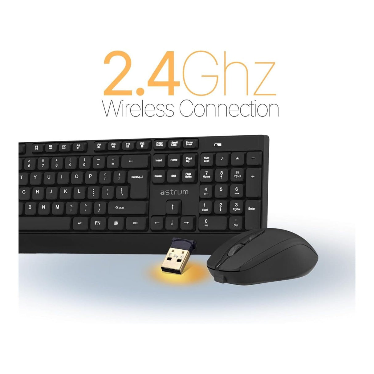 Astrum KCX100 2.4GHz 1600dpi Deskset Wireless Keyboard and Mouse Combo Black AKCX100BUS