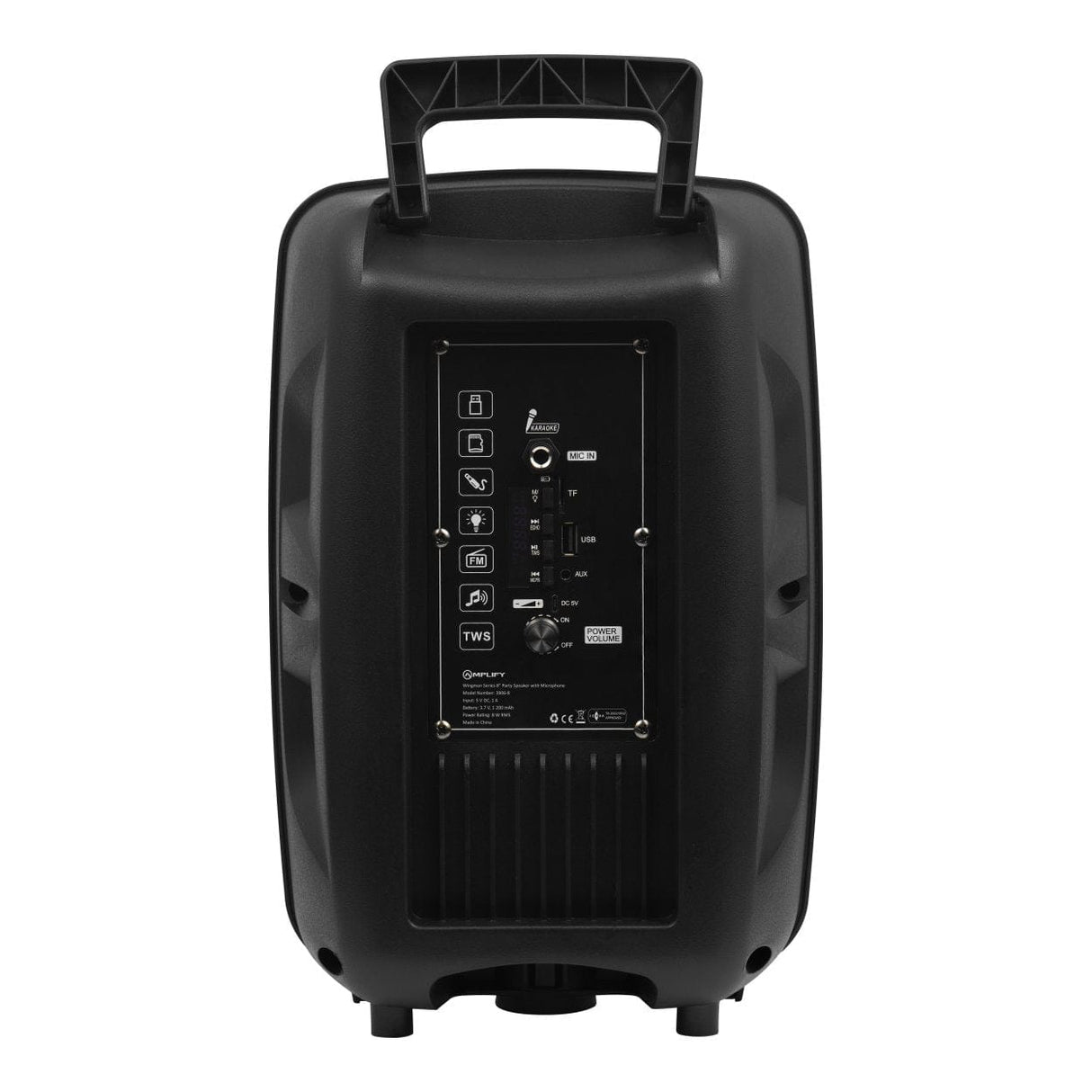 Amplify Wingman Series 8 Party Speaker with Microphone Black AM-3906-8(V1)