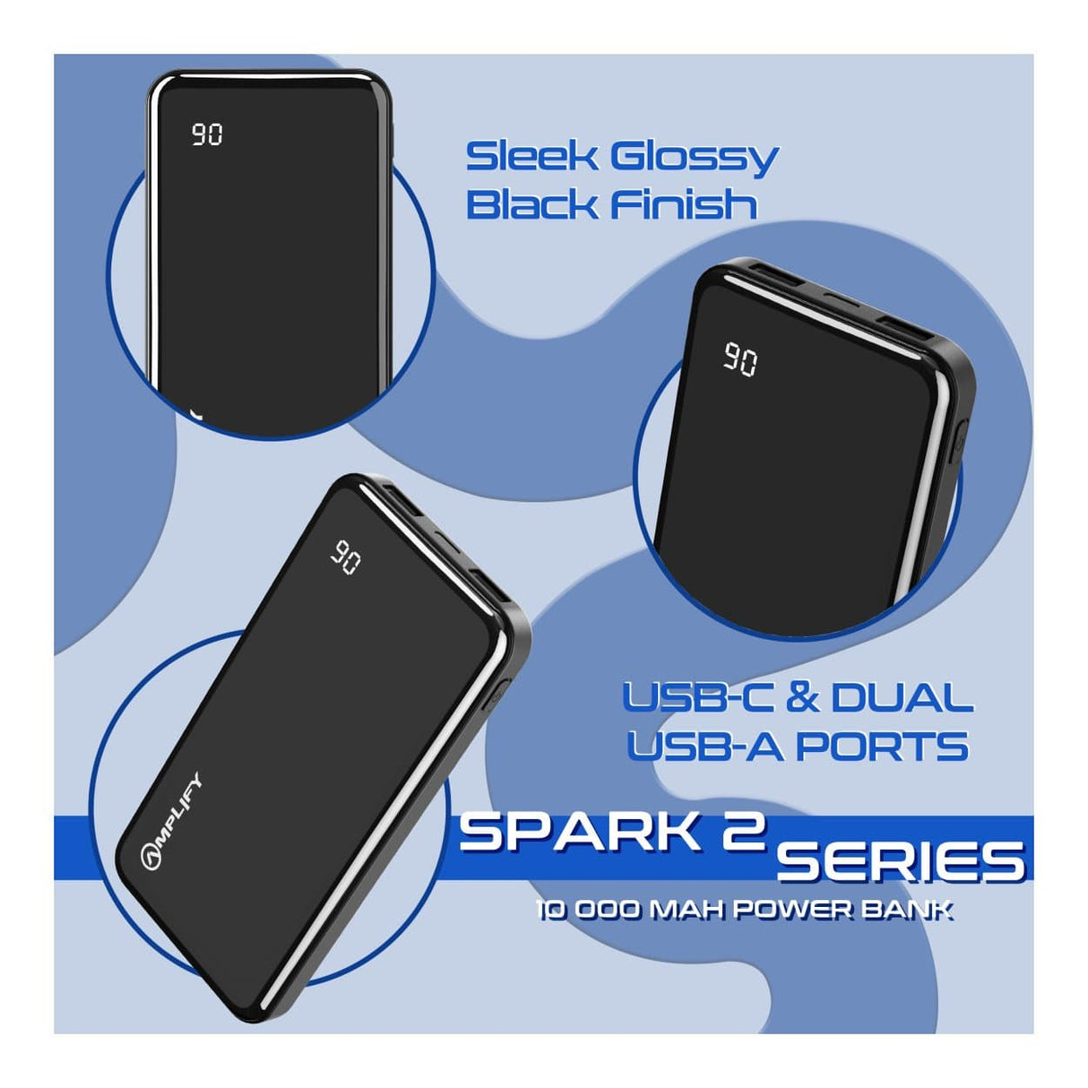 Amplify Spark 2 Series 10000mAh Powerbank Black AM-9051-BK