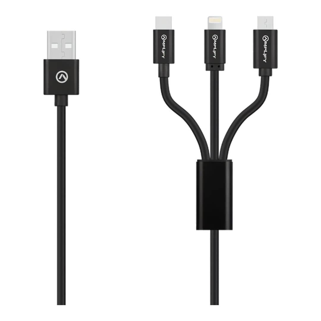 AmpliFi On The Go 1m 3-in-1 Charging Cable AM-PDQ004-BK
