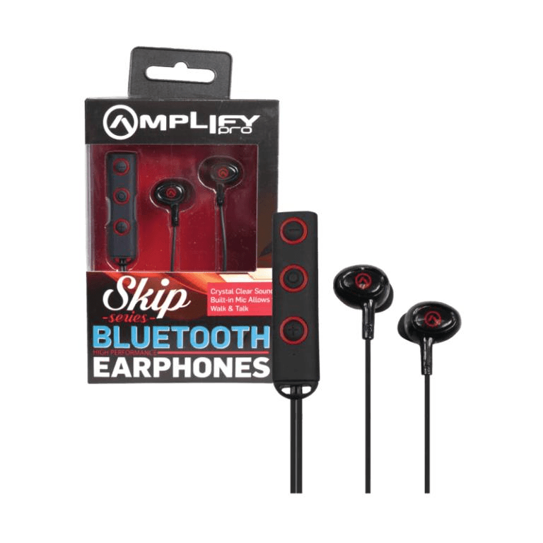 Amplify Skip Series Bluetooth Earphones Black Red AMP-1000-BKRD