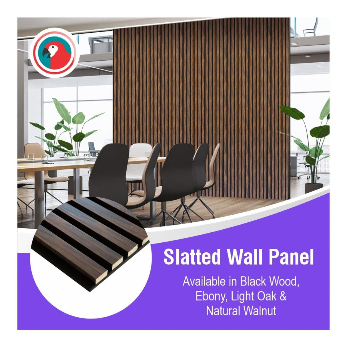 Parrot 600x2400mm Slatted Wall Panel Ebony AP0624EB
