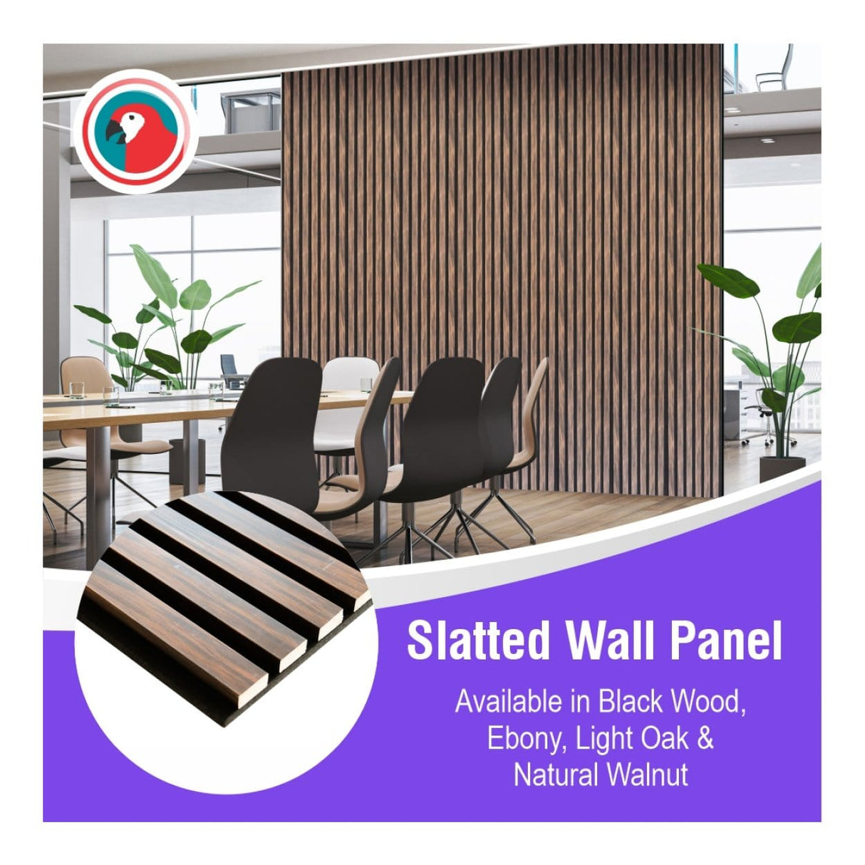 Parrot 600x2400mm Natural Walnut Slatted Wall Panel AP0624NW