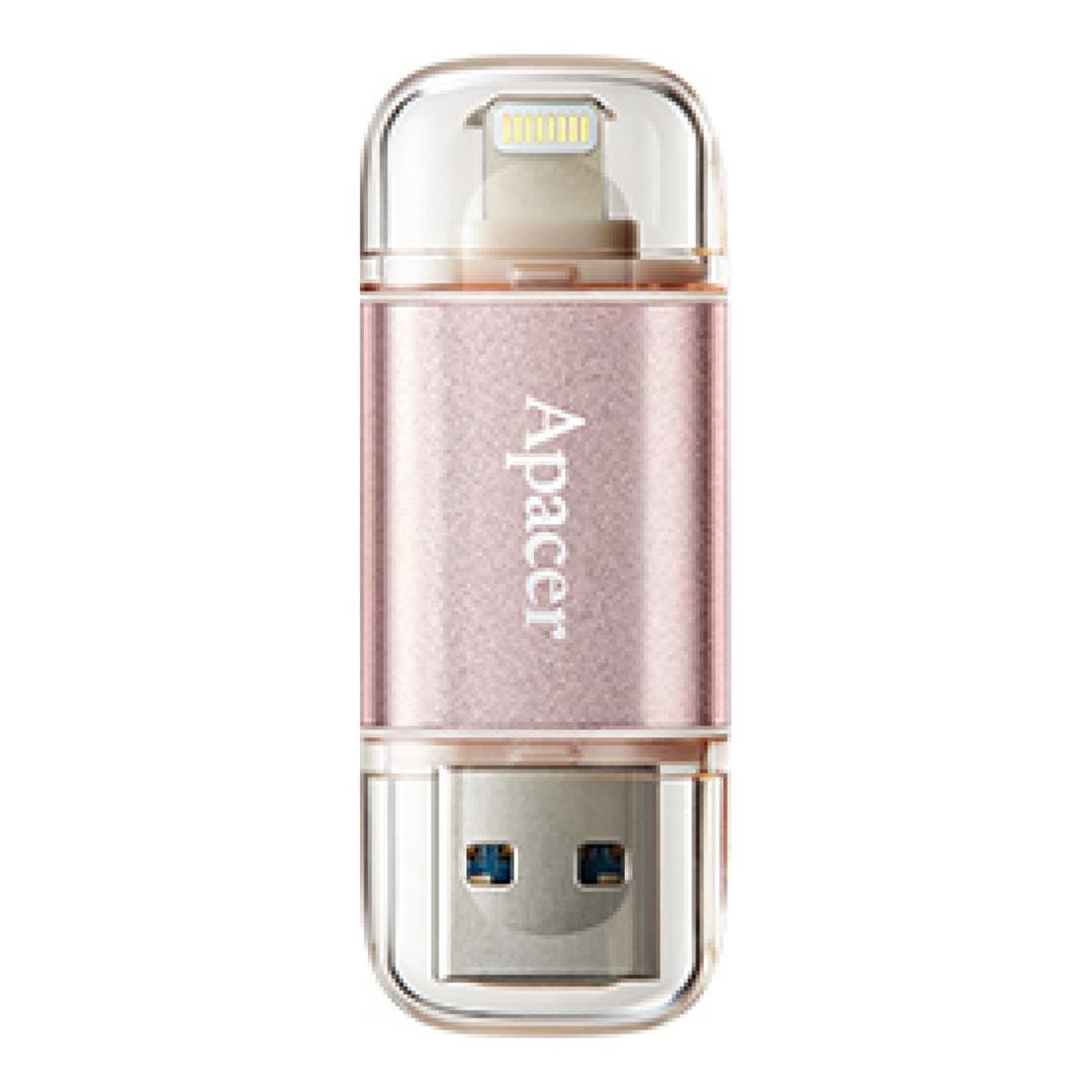 Apacer AH190 32GB USB 3.1 Type-A to Lightning Flash Drive Gold Pink AP32GAH190H-1