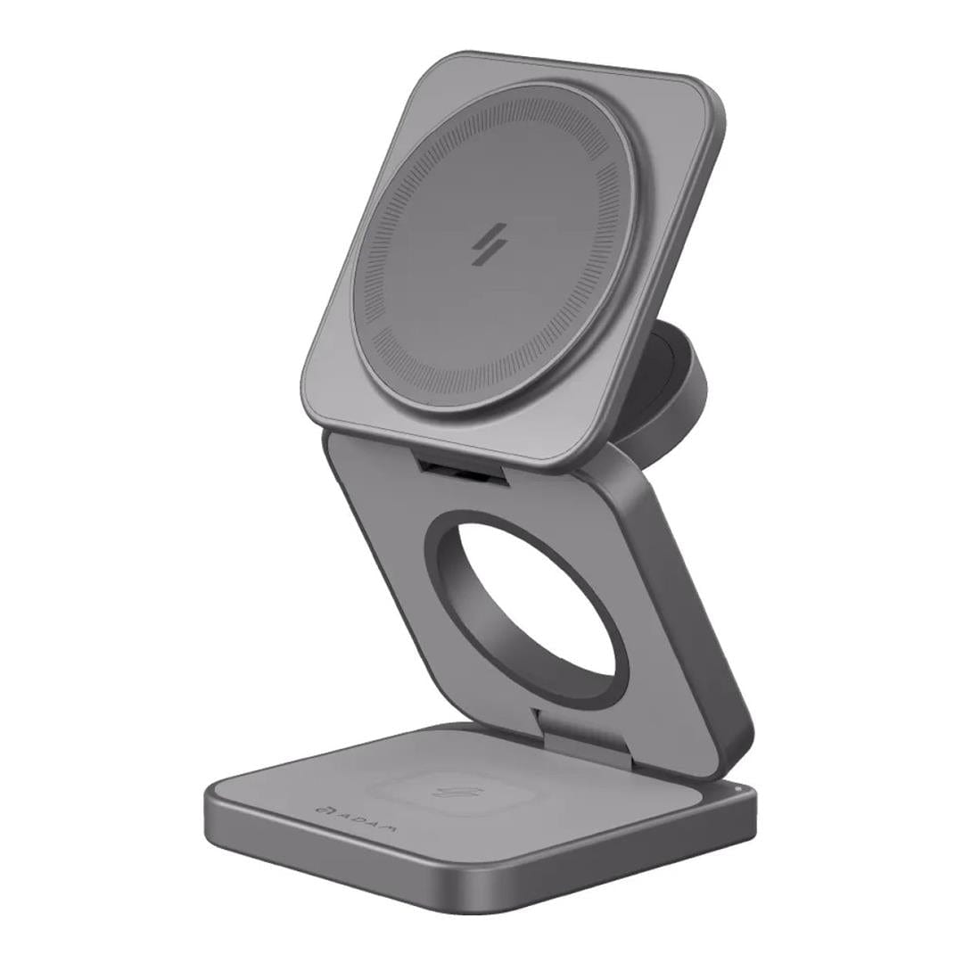 Adam Elements Mag 3 Pro Qi2 3-in-1 Foldable Charging Station Grey APAADMAG3PRGY