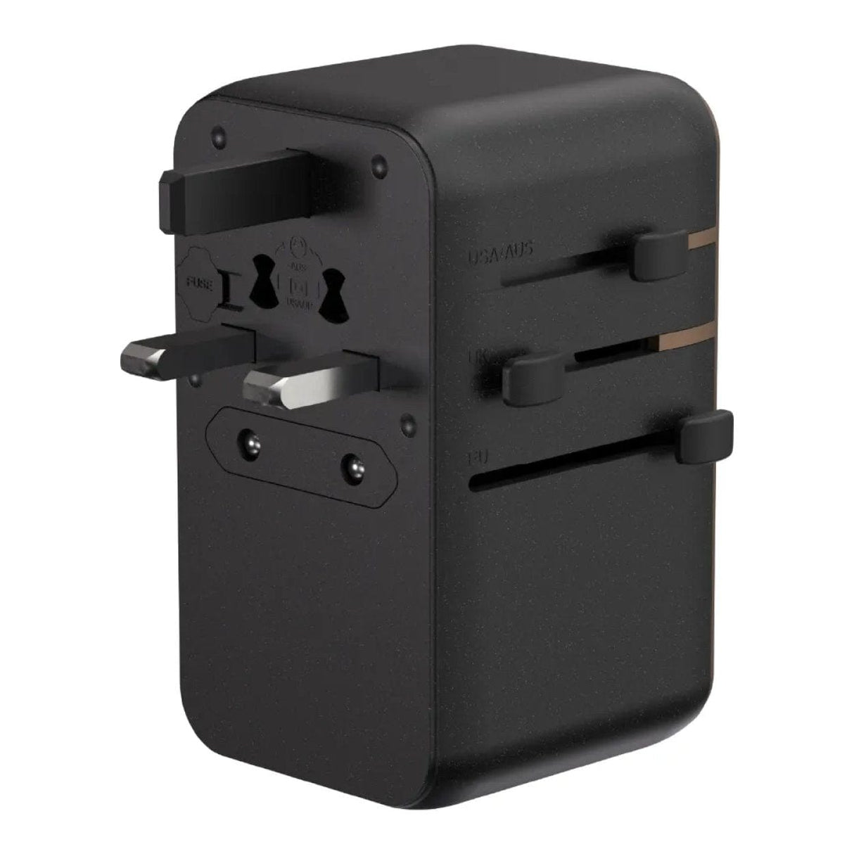 Adam Elements T100L 100W Universal Travel Adapter with Built-In Type-C Cable Black APAADT100LBK