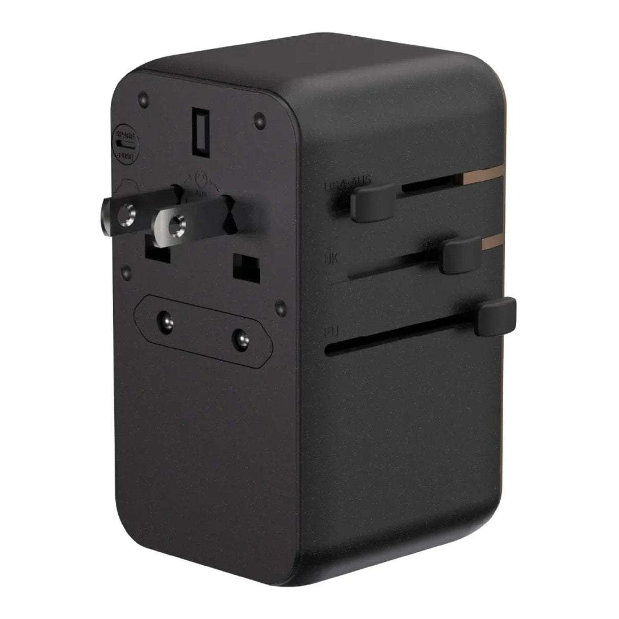 Adam Elements T100L 100W Universal Travel Adapter with Built-In Type-C Cable Black APAADT100LBK