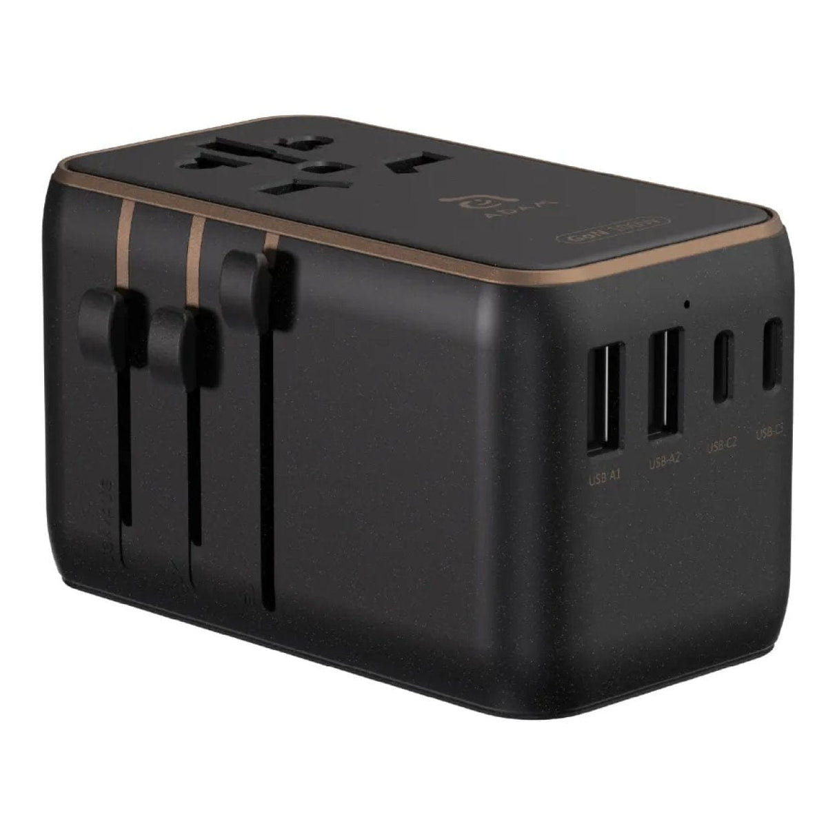 Adam Elements T100L 100W Universal Travel Adapter with Built-In Type-C Cable Black APAADT100LBK