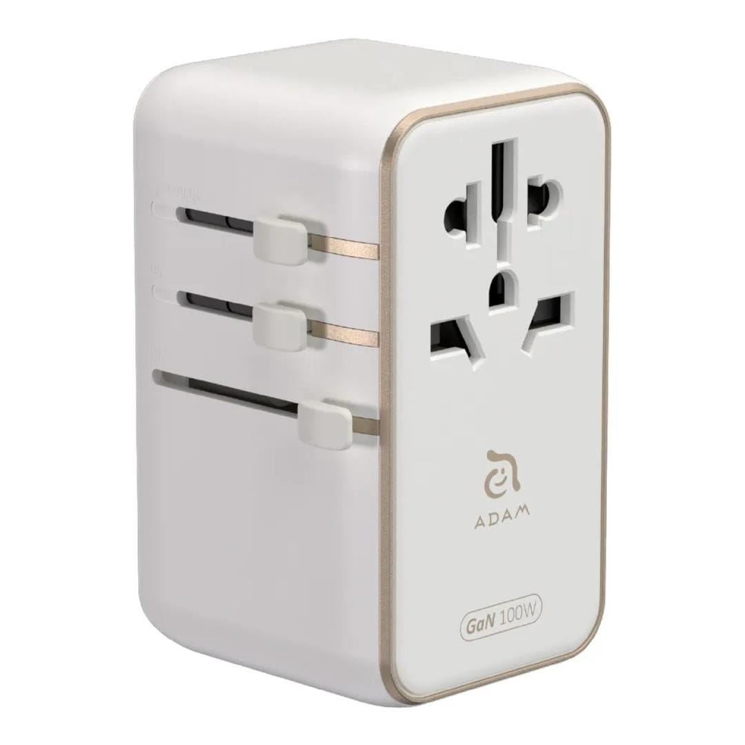 Adam Elements T100L 100W Universal Travel Adapter with Built-In Type-C Cable White APAADT100LWH