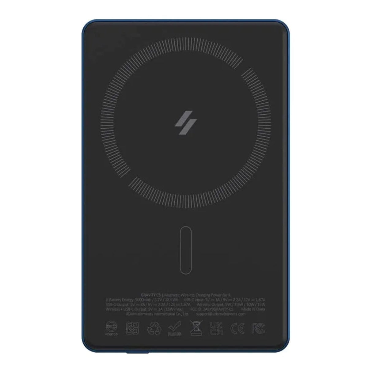 Adam Elements GRAVITY C5 5000mAh Wireless Ultra Slim Power Bank Blue APBADGVC5BL