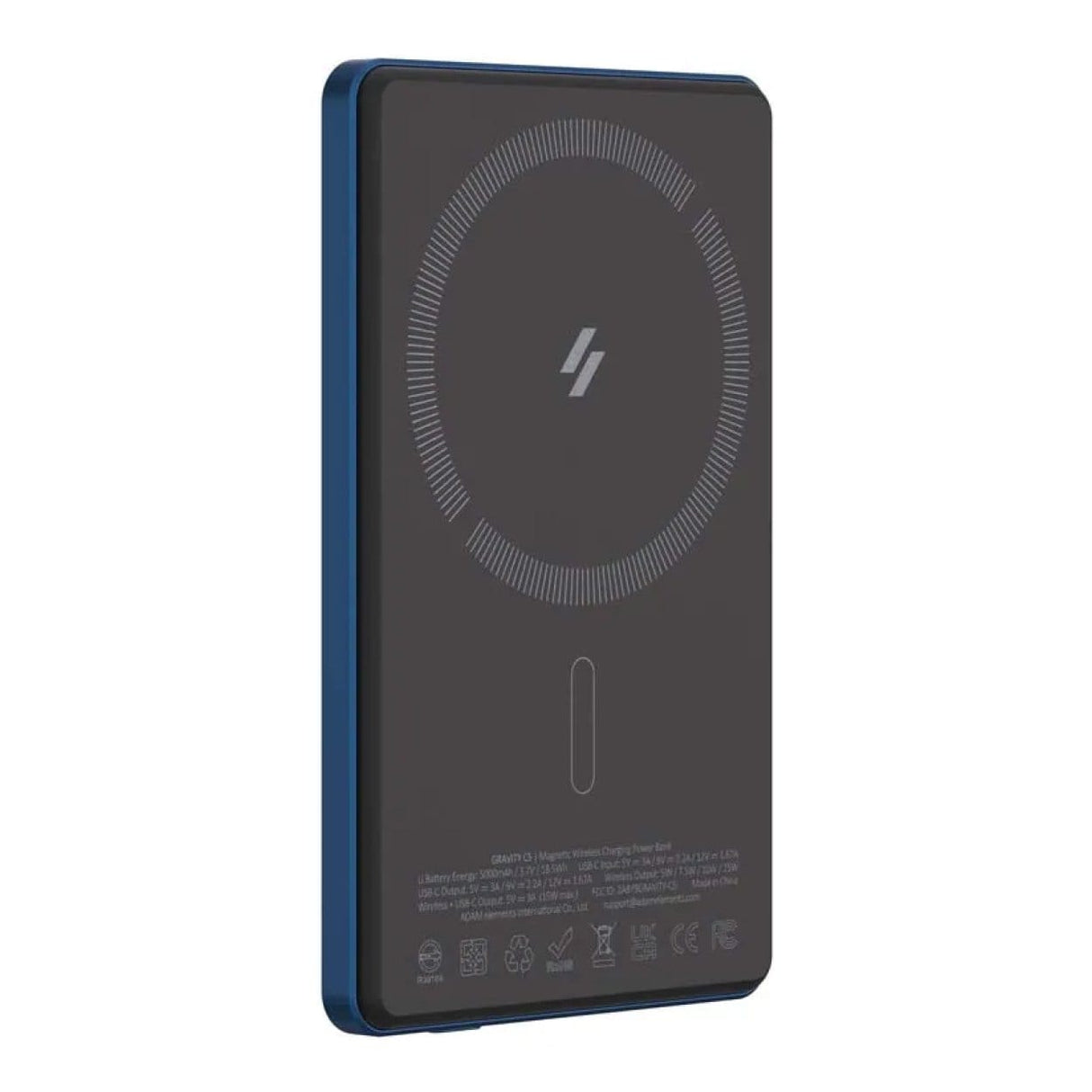 Adam Elements GRAVITY C5 5000mAh Wireless Ultra Slim Power Bank Blue APBADGVC5BL