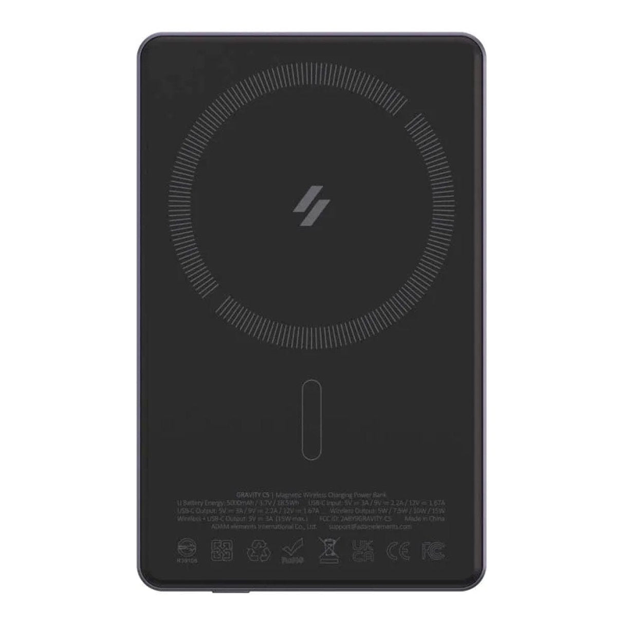 Adam Elements GRAVITY C5 5000mAh Wireless Ultra Slim Power Bank Purple APBADGVC5PP