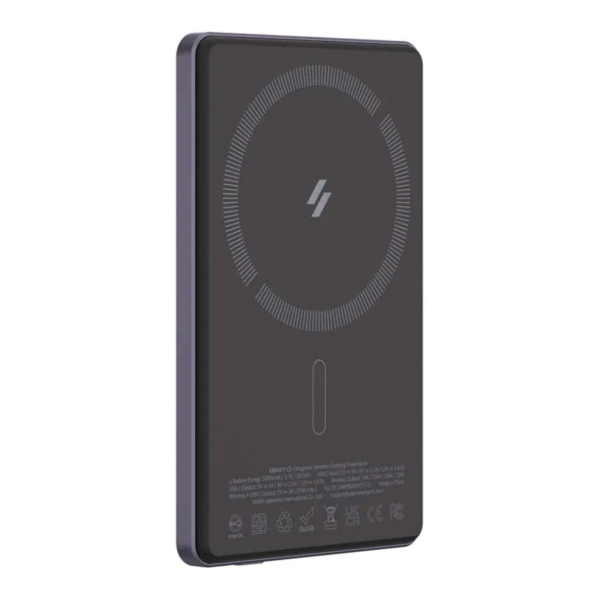 Adam Elements GRAVITY C5 5000mAh Wireless Ultra Slim Power Bank Purple APBADGVC5PP