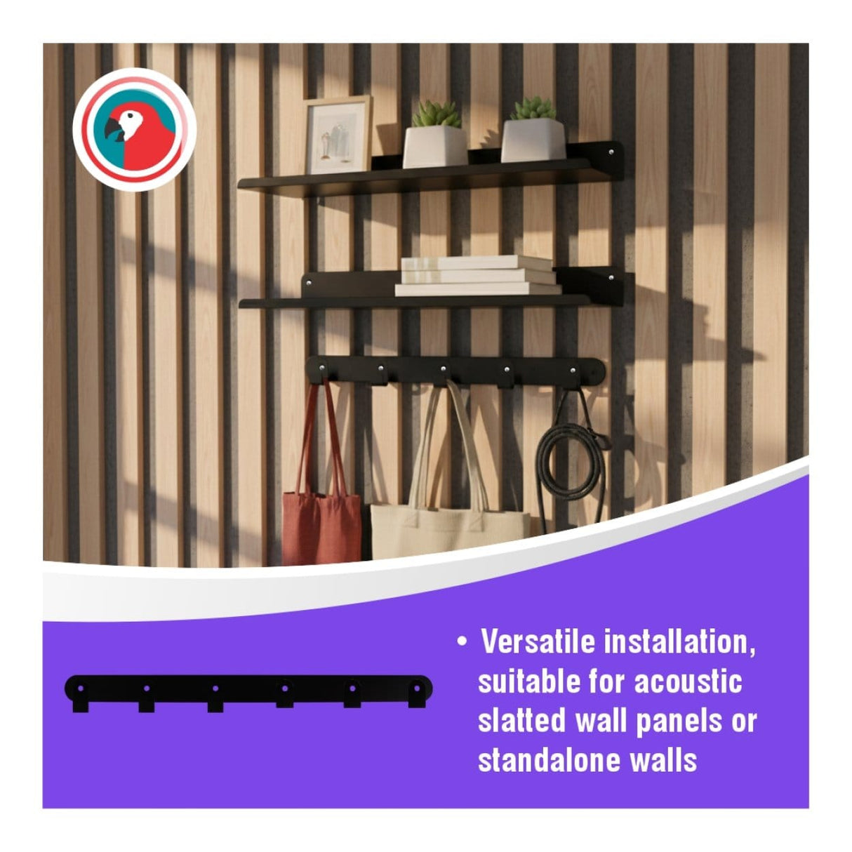 Parrot APH002 Slatted Panel Multi-Hook Steel Wall Rail Bracket