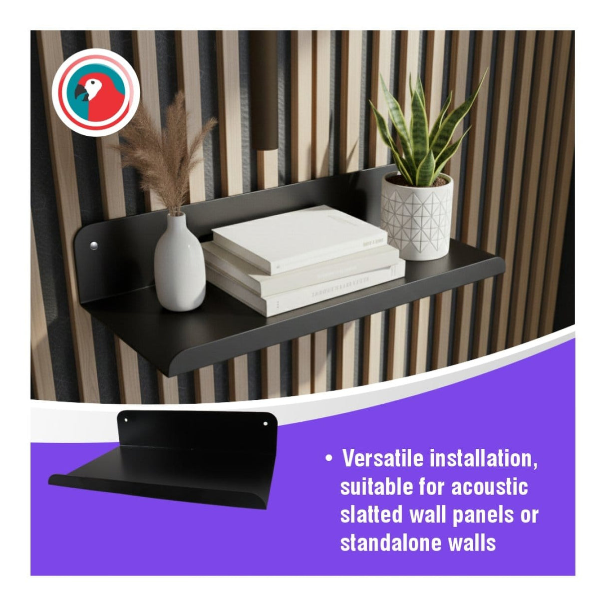 Parrot APS2560 Slatted Panel 600mm Steel Wall Shelf
