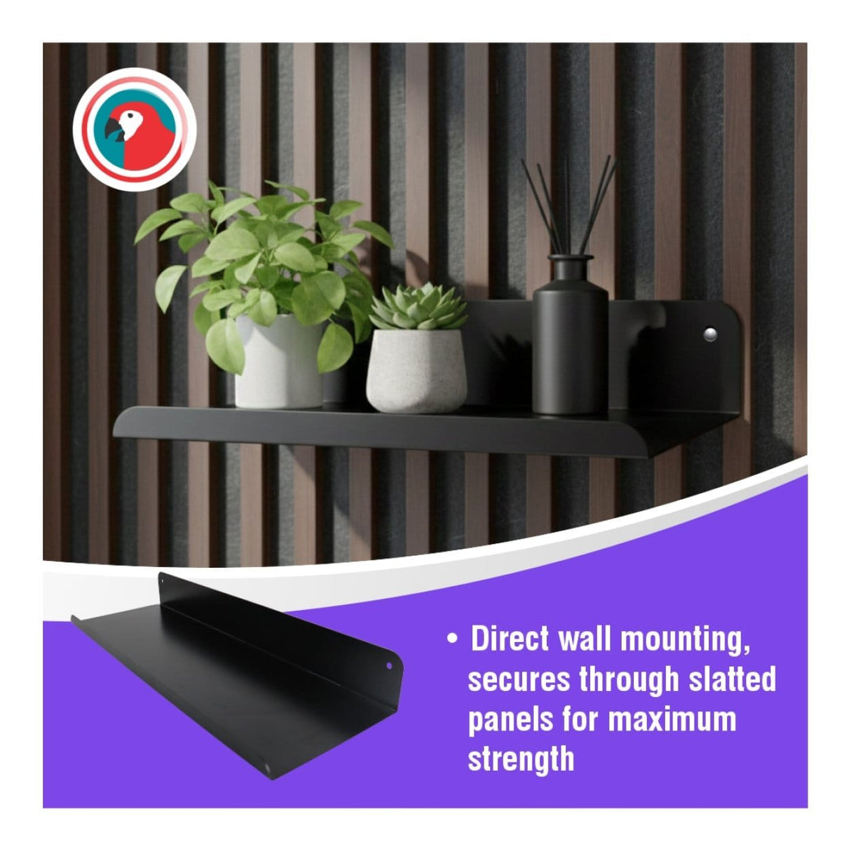 Parrot APS2590 Slatted Panel 900mm Steel Wall Shelf