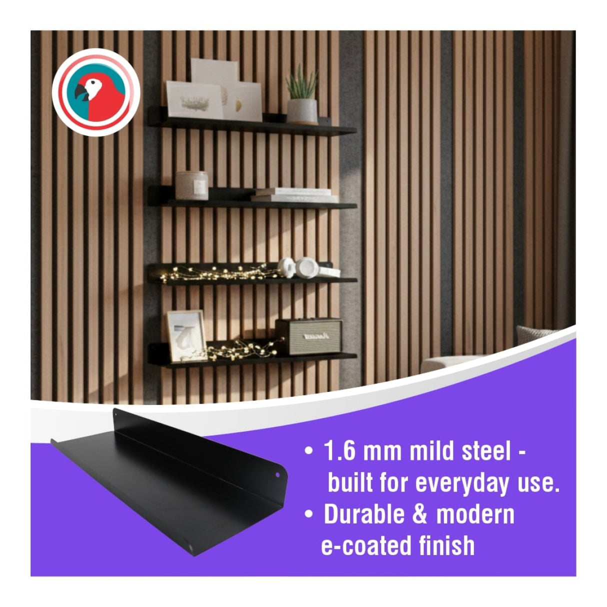 Parrot APS2590 Slatted Panel 900mm Steel Wall Shelf