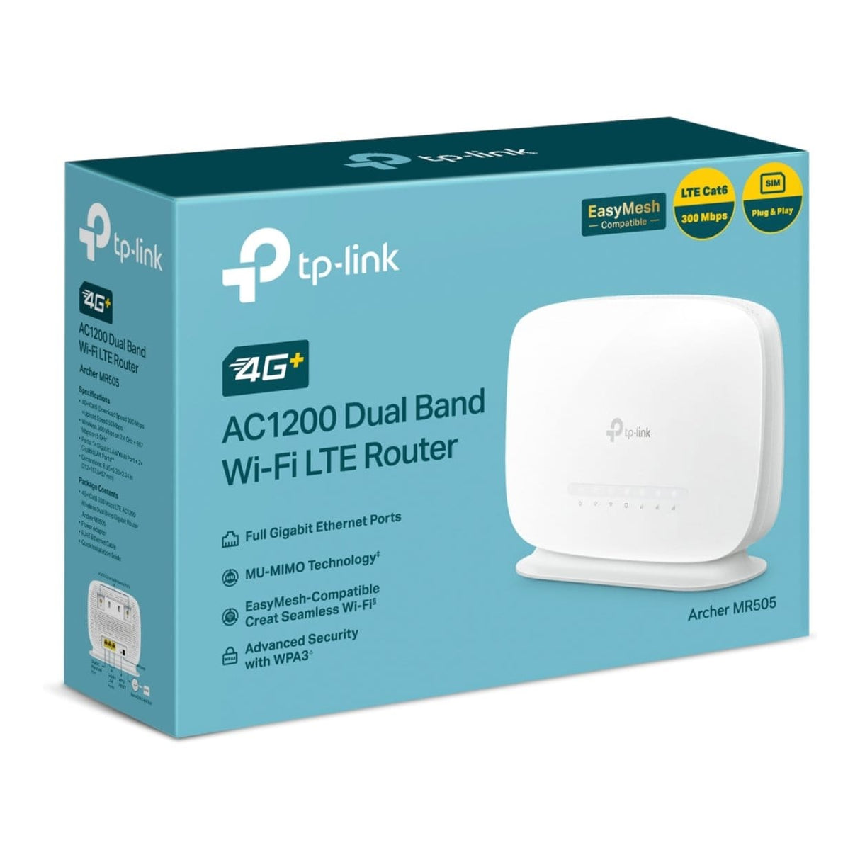 TP-Link Archer MR505 4G+ Cat6 AC1200 Wireless Router - Dual-band 2.4GHz and 5GHz Gigabit Ethernet
