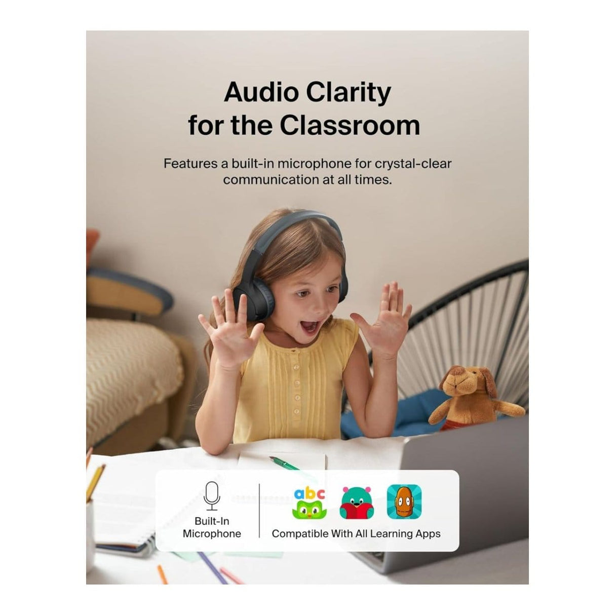 Belkin Soundform Mini Kids Wireless Headphones Black with Case AUD001HQBKV3CS