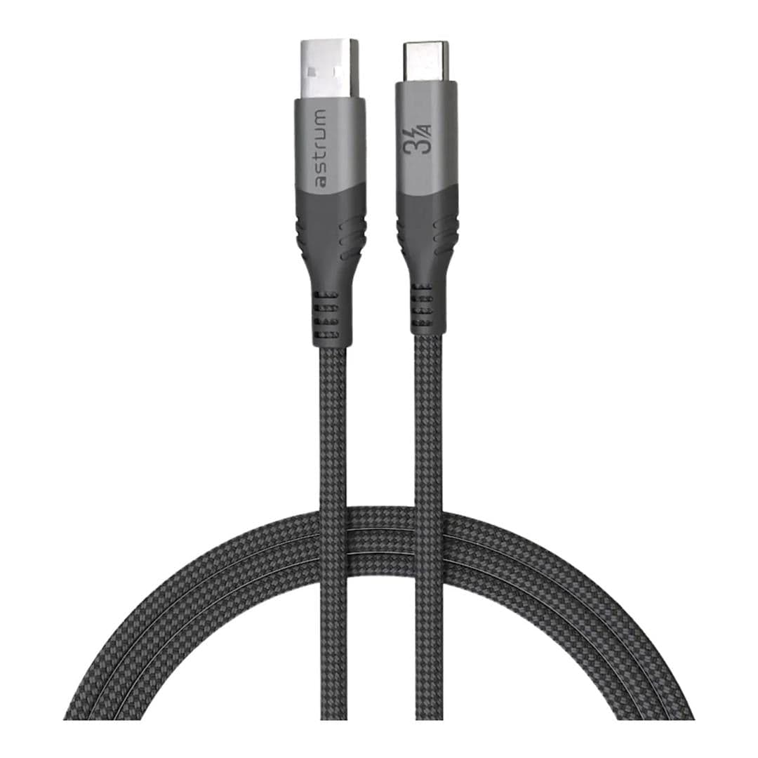 Astrum VMAC20 1.2m USB-A to USB-C Braided Cable Grey AVMAC2012G