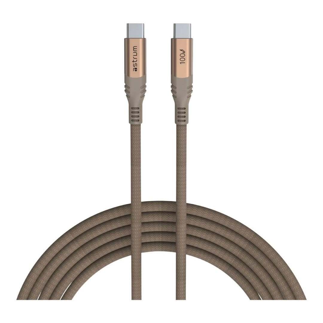 Astrum VMCC100 1.2m Braided 100W USB-C Male to Male Cable Gold AVMCC10012G