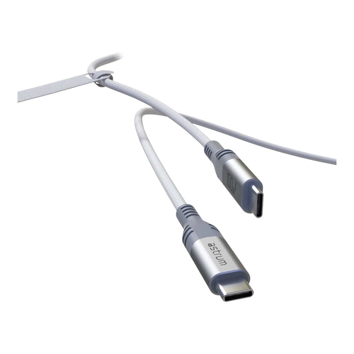 Astrum VMCC100 1.2m Braided 100W USB-C Male to Male Cable White AVMCC10012W