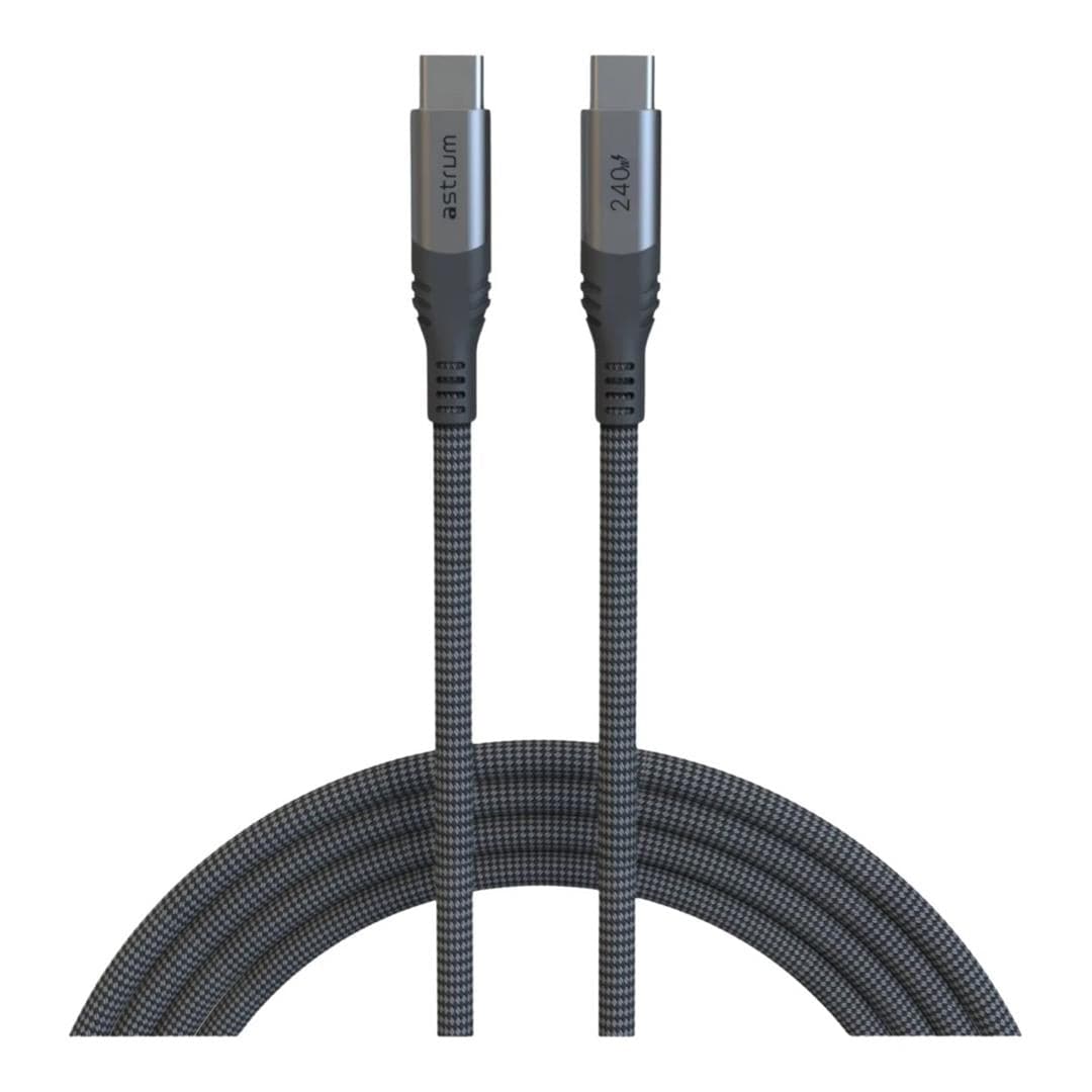 Astrum VMCC240 2m Braided 240W USB-C Male to Male Cable Black AVMCC24020D