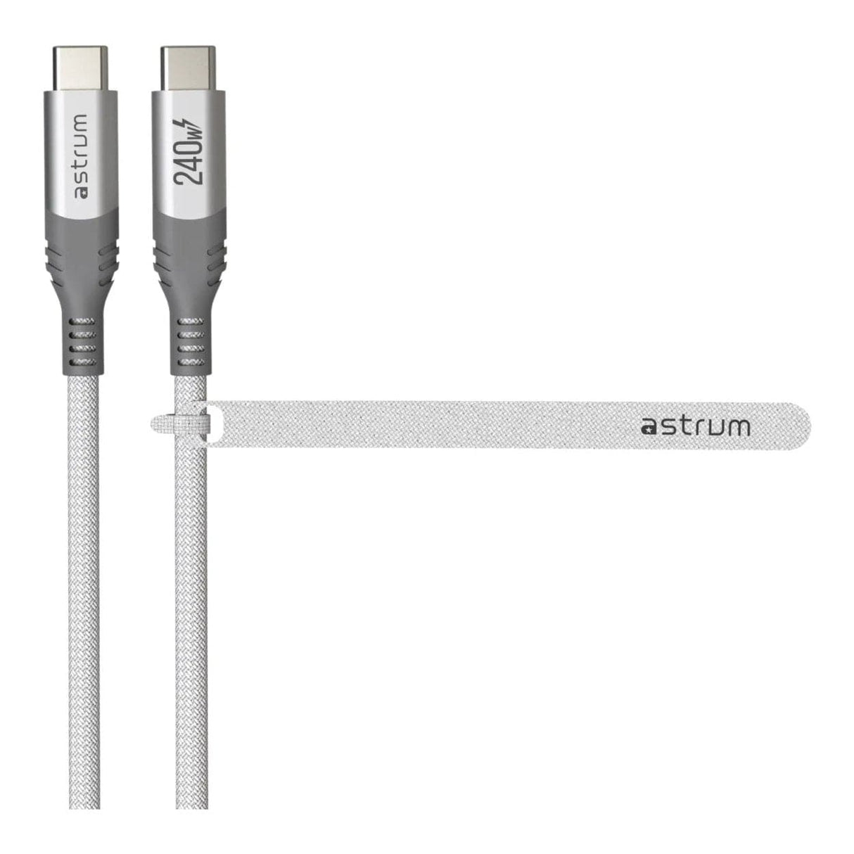 Astrum VMCC240 2m Braided 240W USB-C Male to Male Cable White AVMCC24020W