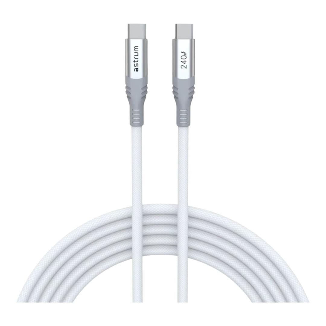 Astrum VMCC240 3m Braided 240W USB-C Male to Male Cable White AVMCC24030W