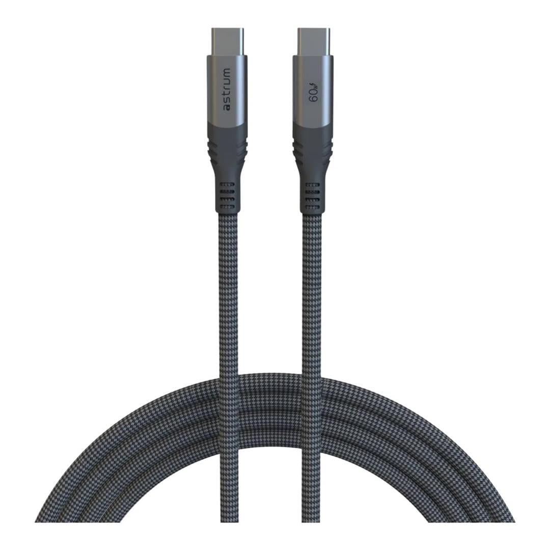 Astrum 1.2m VMCC60 60W USB-C to USB-C Braided Cable Grey AVMCC6012D