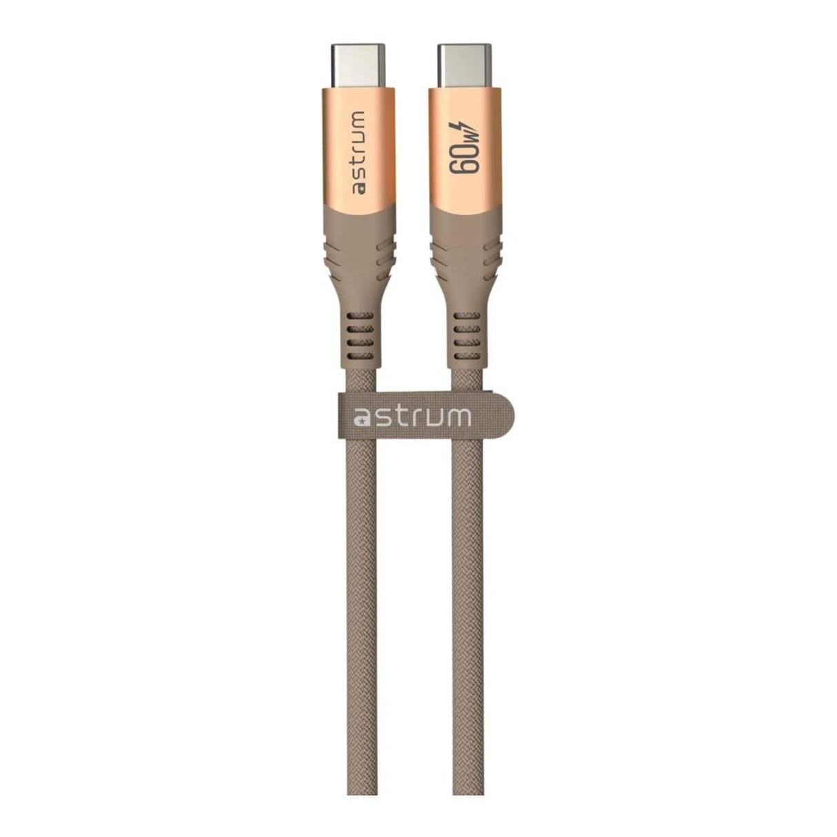 Astrum VMCC60 1.2m Braided 60W USB-C Male to Male Cable Gold AVMCC6012G