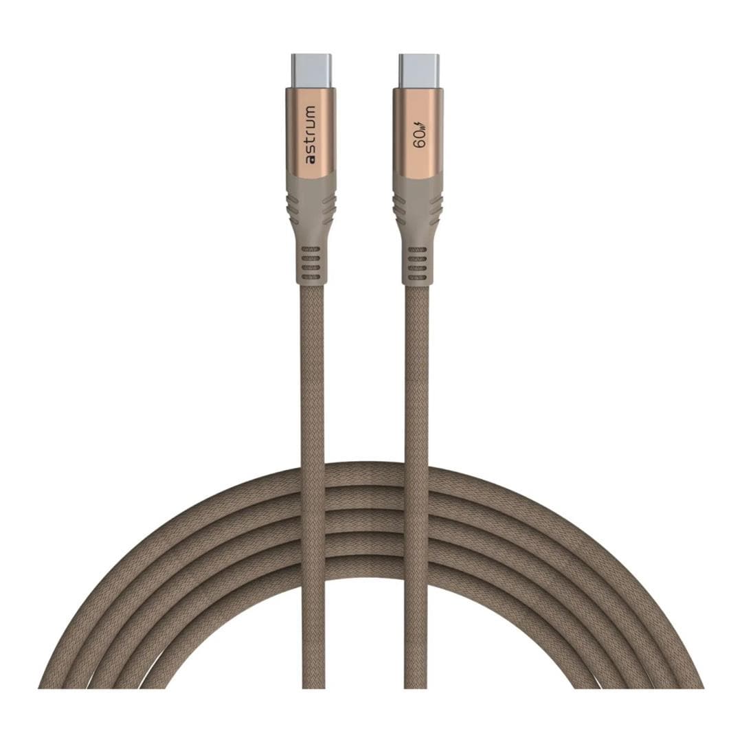 Astrum VMCC60 2m Braided 60W USB-C Male to Male Cable Gold AVMCC6020G