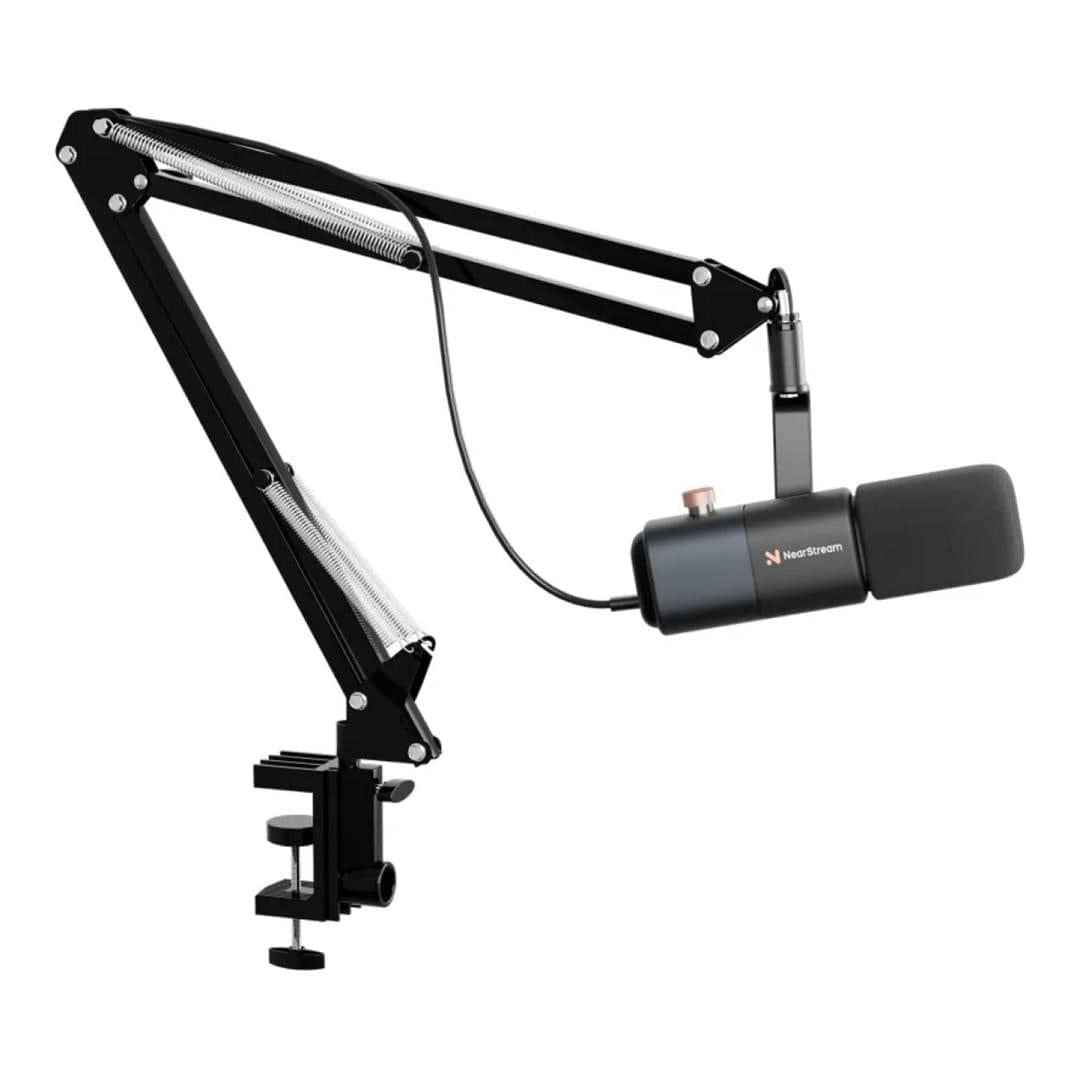NearStream AM10X-P Studio AI Noise-Canceling Dynamic Microphone with Boom Arm