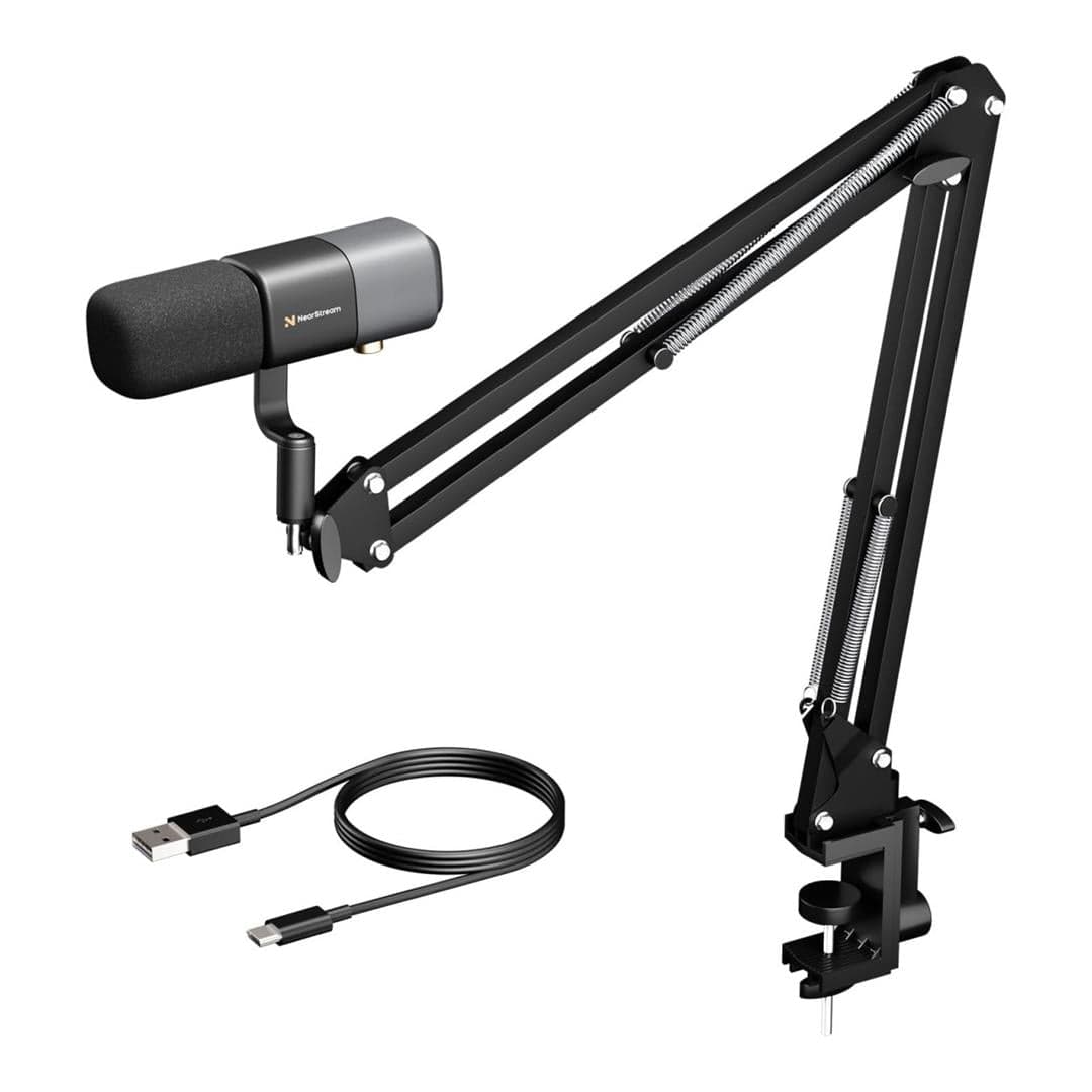 NearStream AM20X AI Noise-Canceling Condenser Microphone with Boom Arm