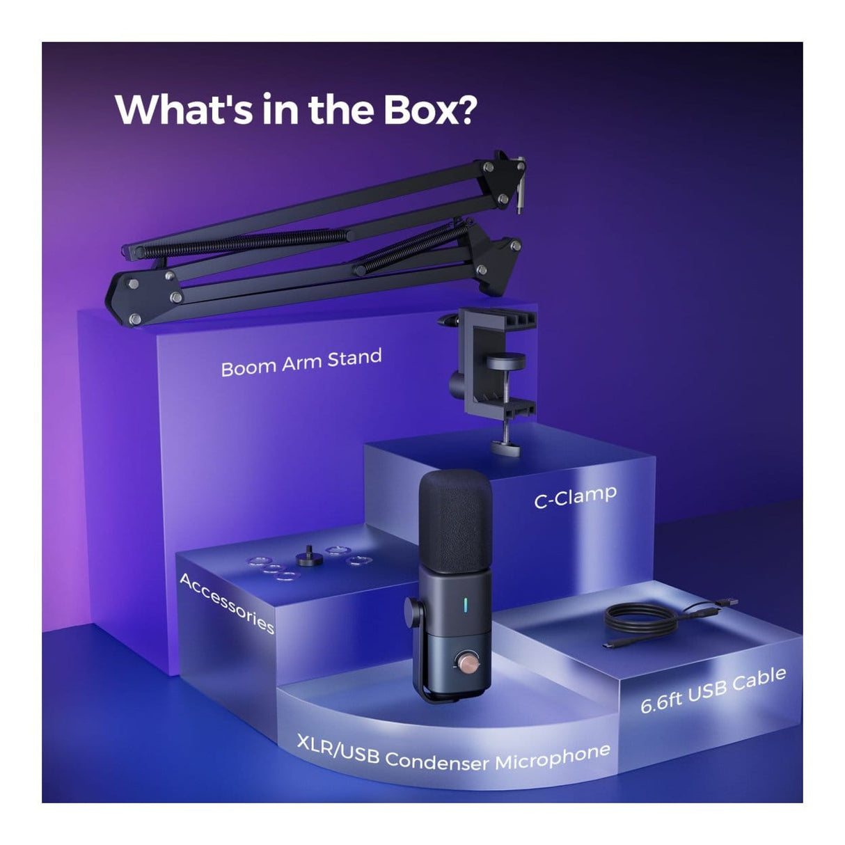 NearStream AM20X AI Noise-Canceling Condenser Microphone with Boom Arm