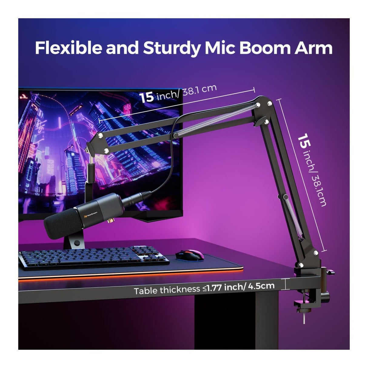 NearStream AM20X AI Noise-Canceling Condenser Microphone with Boom Arm