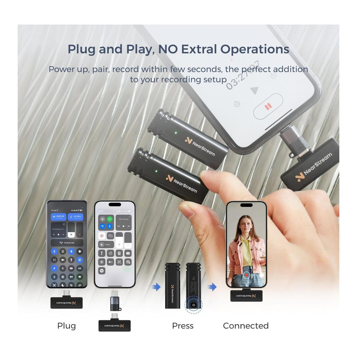 NearStream AWM10T-P AI Noise-Canceling Mini Wireless Microphones