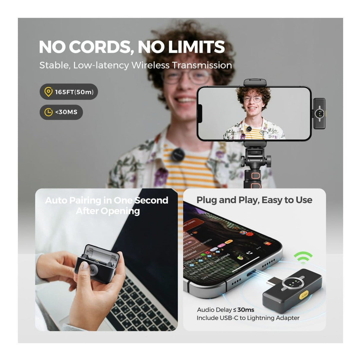 NearStream AWM25T AI Noise-Canceling All-In-One Lavalier Wireless Microphone Kit