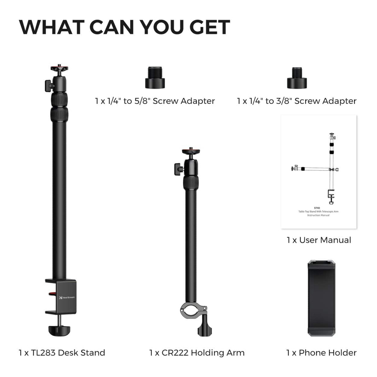 NearStream ST40 Camera Desk Mount with Dual Telescopic Arms