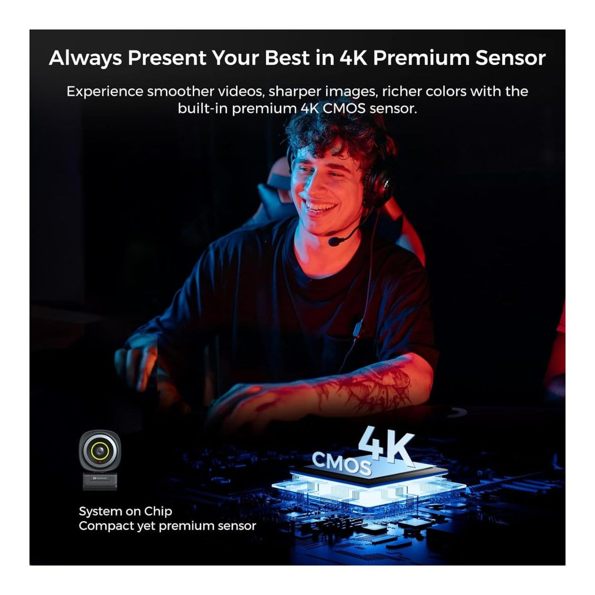 NearStream V08AF 4K 8MP AI Noise-Canceling Webcam