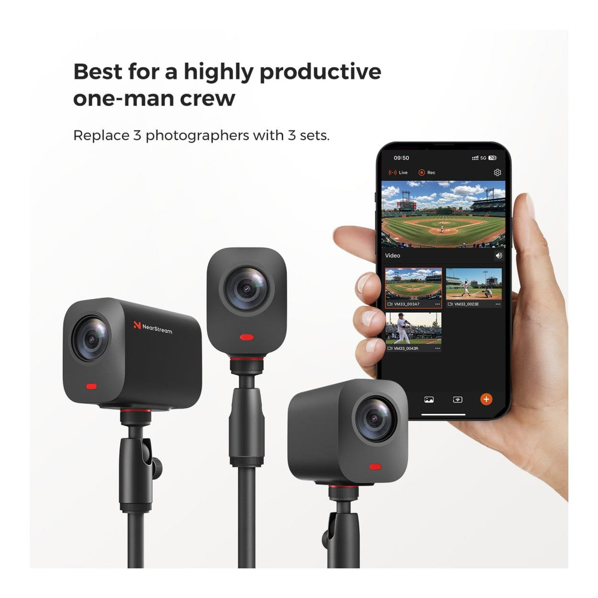 NearStream VM33 2K Innovative AI Noise-Canceling Wireless Streaming Camera