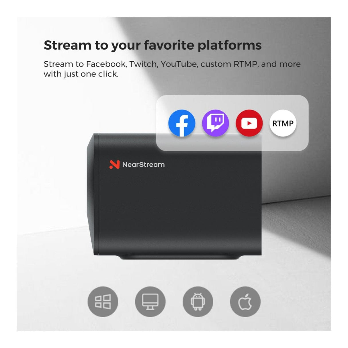 NearStream VM33 2K Innovative AI Noise-Canceling Wireless Streaming Camera