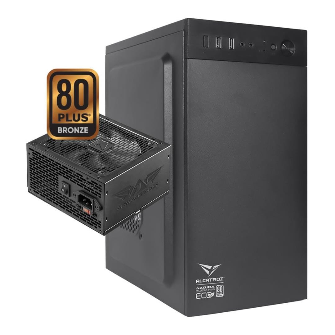 Alcatroz Azzura Millenia ECO M100 MicroATX PC Case with Voltron 250 S PSU AZZURAMECOM100